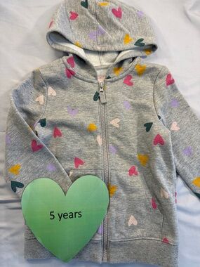 Cat & Jack - Grey Hoodie with Colorful Hearts
